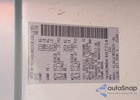 2017 Nissan Pathfinder Sl from USA, damaged, VIN 5N1DR2MN6HC607714